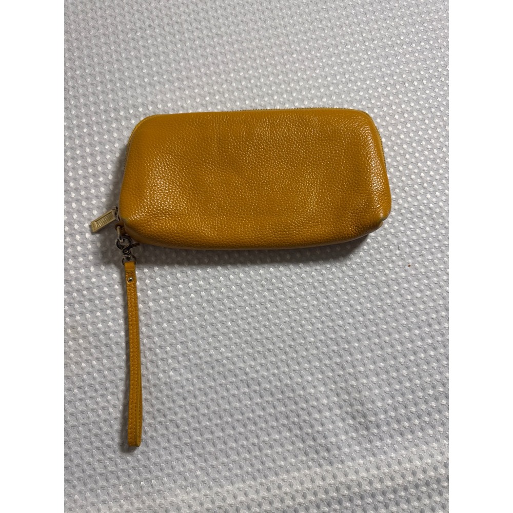 Zenith Handbags Wristlet Clutch‎ Womens Small Mustard Yellow Pebbled Leather EUC